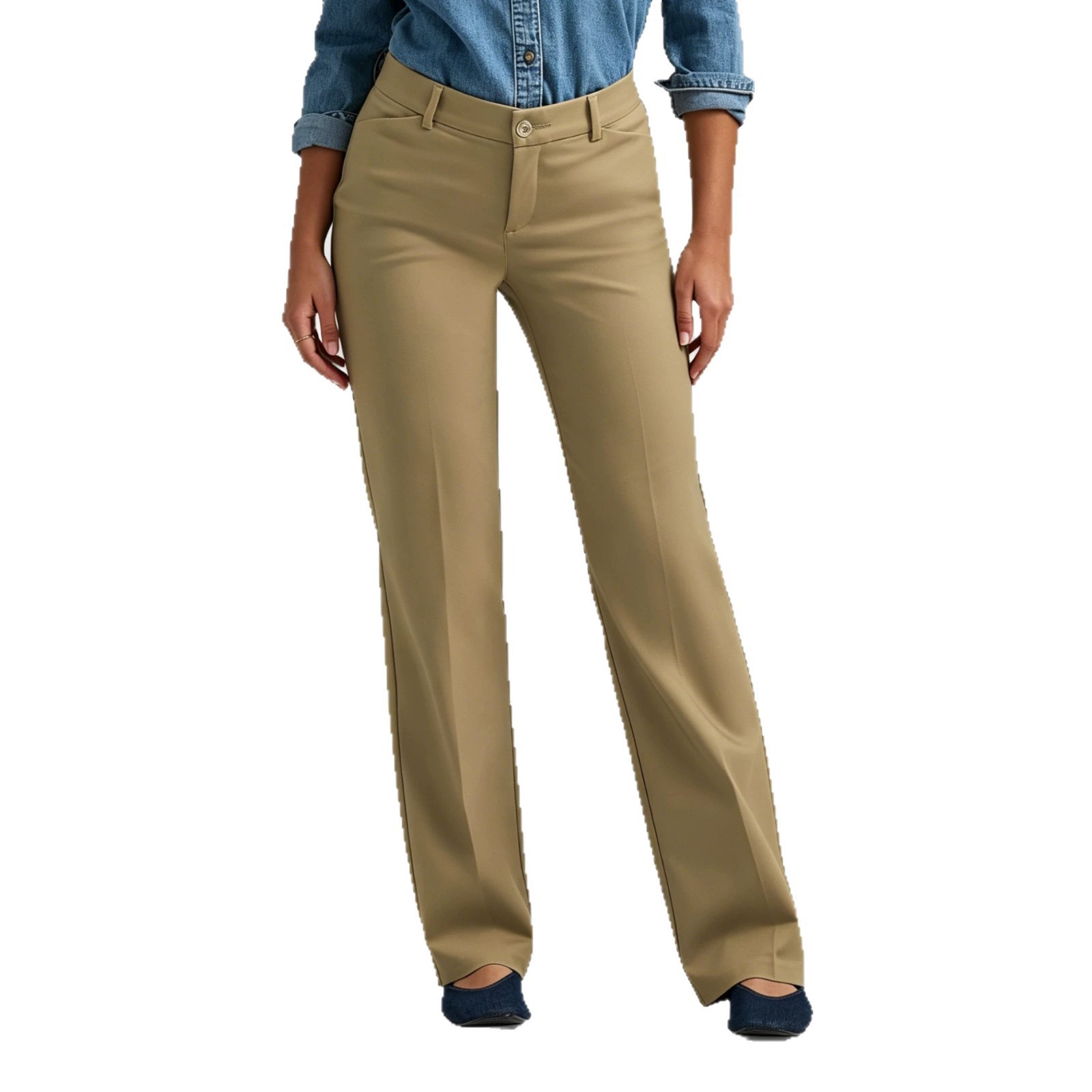 Women's Mid-Rise Slim Straight Dress Pants for Work