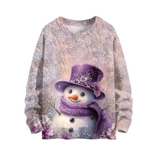 Women's Christmas House Reindeer Print Crewneck Sweatshirt