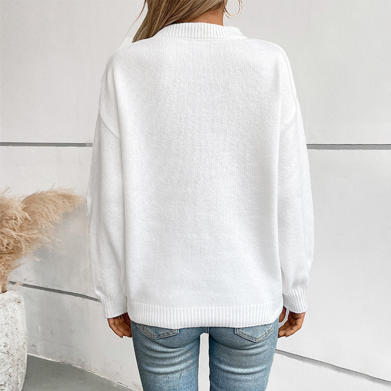 American Flag Crewneck Pullover Knit Sweater