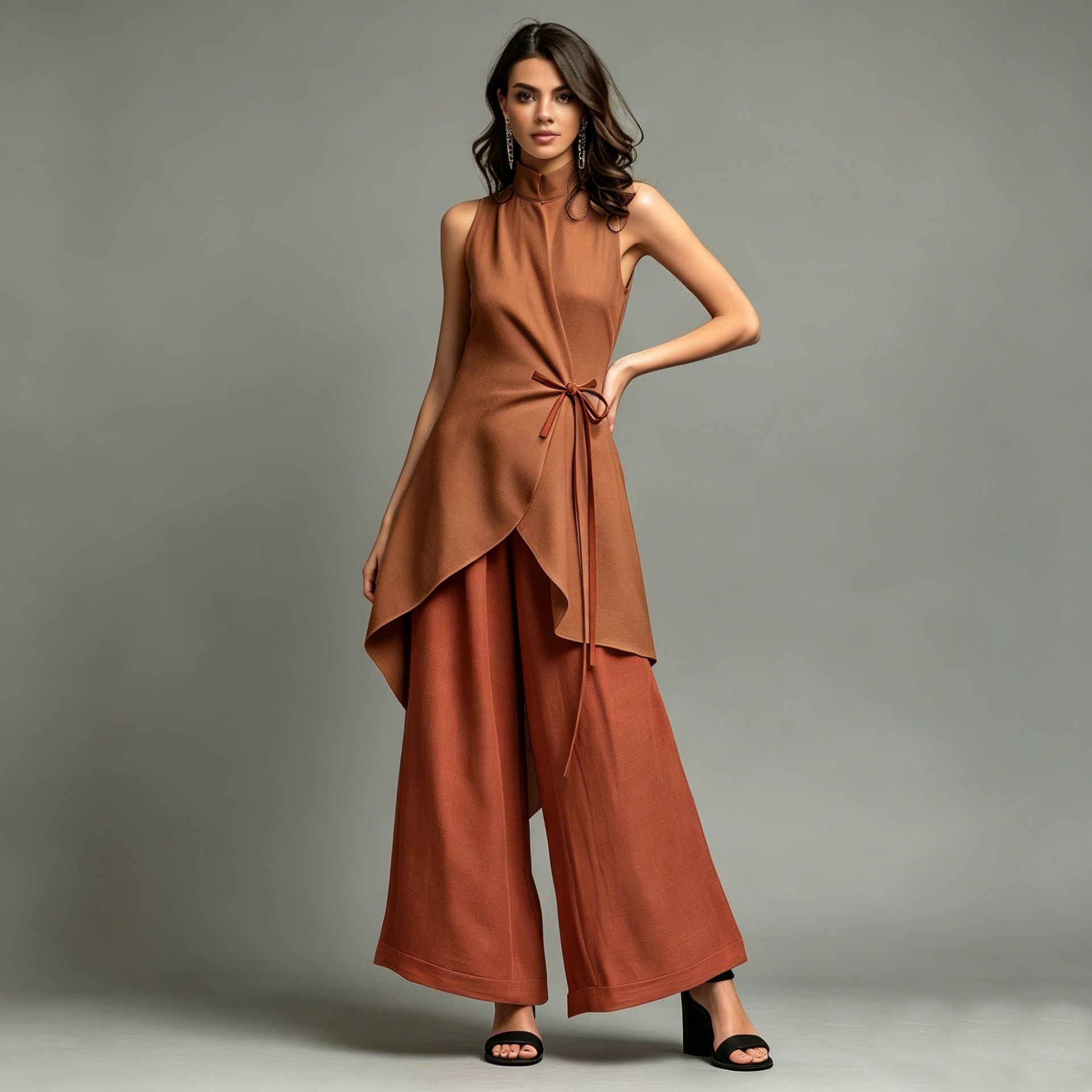 Women's Sleeveless Top and Wide-Leg Pants Set