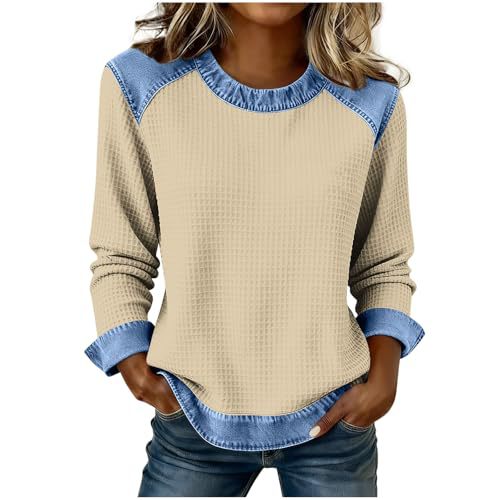 Women's Solid Print Crewneck Sweatshirt Casual Long Sleeve