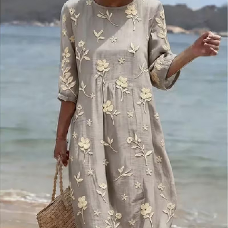 Women's Floral Print Ruched Midi Dress