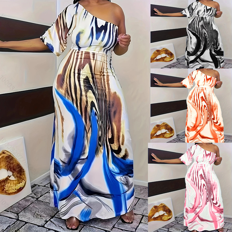 Women's One-Shoulder Cutout Bodycon Maxi Dress