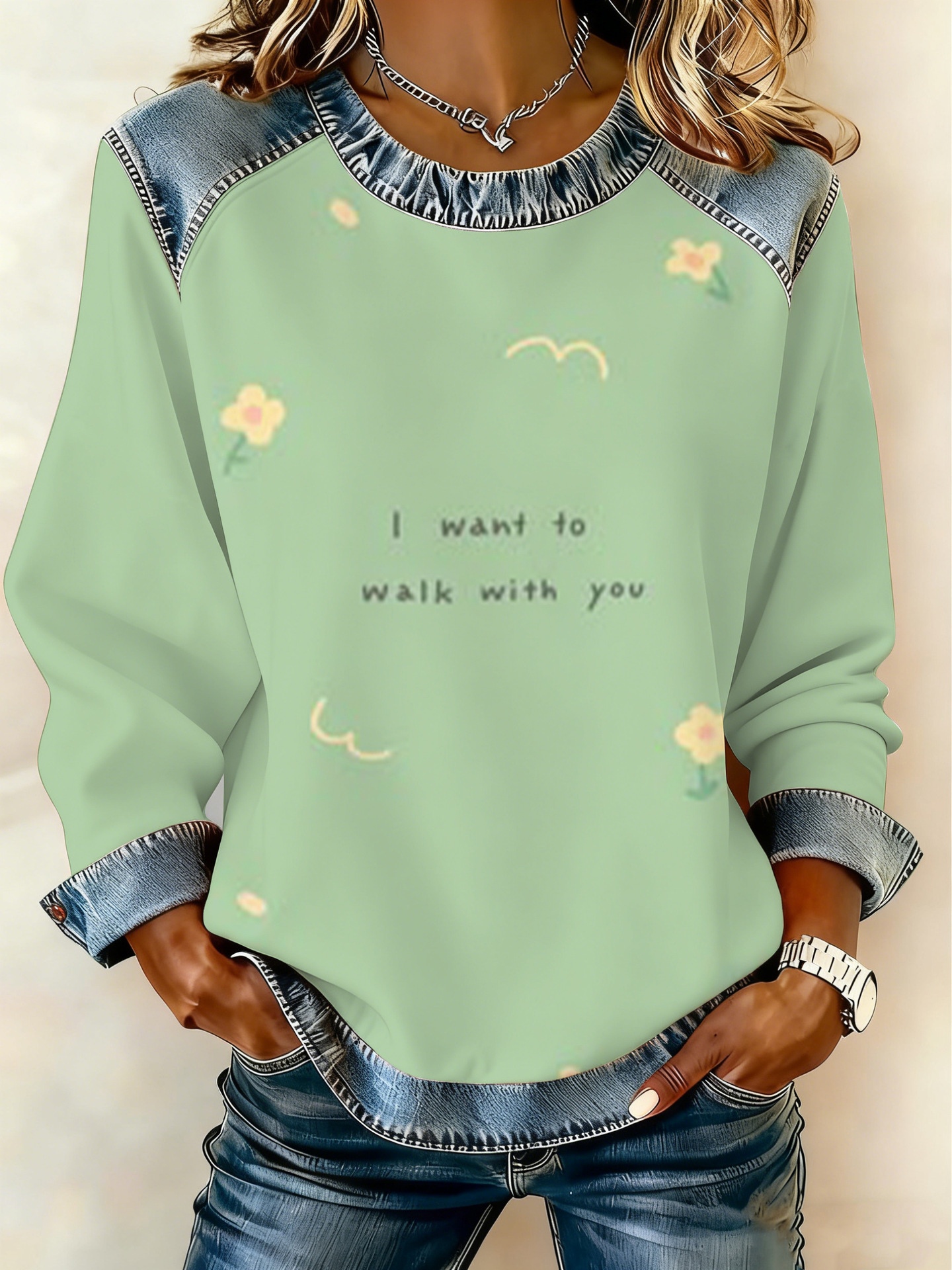 Women's Animal Lion Tiger Print Crewneck Sweatshirt