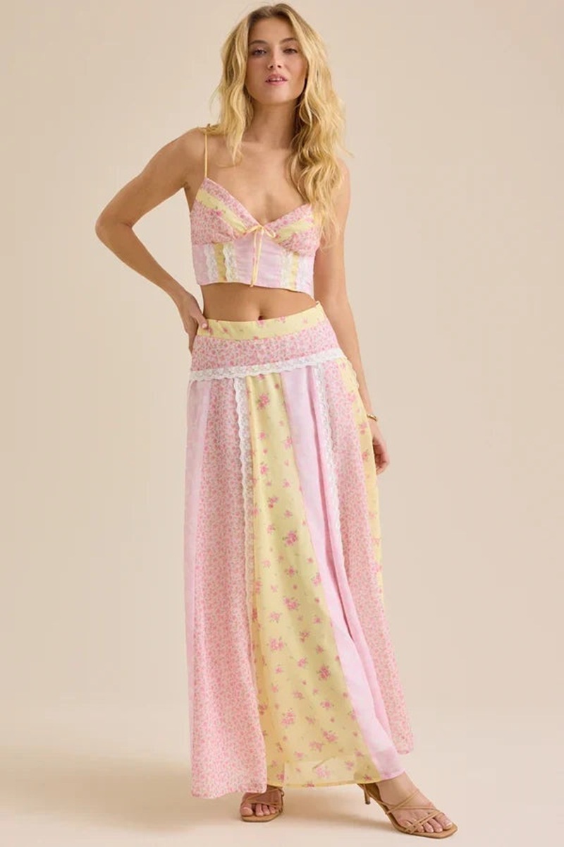 Floral Print Cami Top and Long Skirt Two-Piece Set