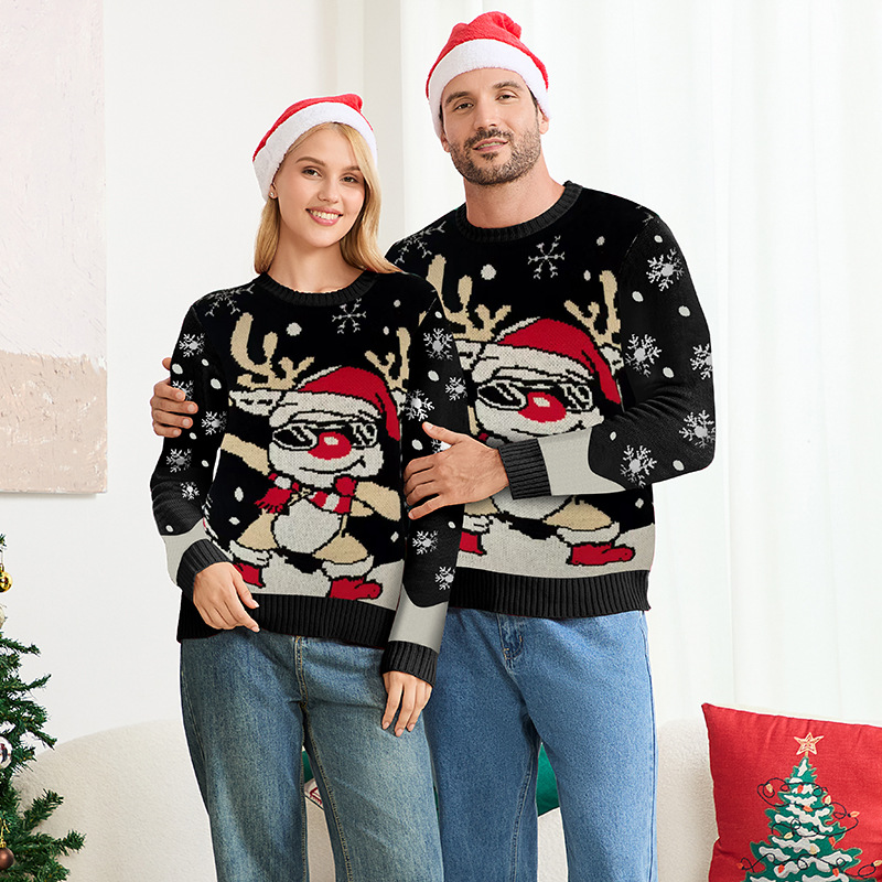 Christmas Reindeer Jacquard Pullover Sweater Loose Fit
