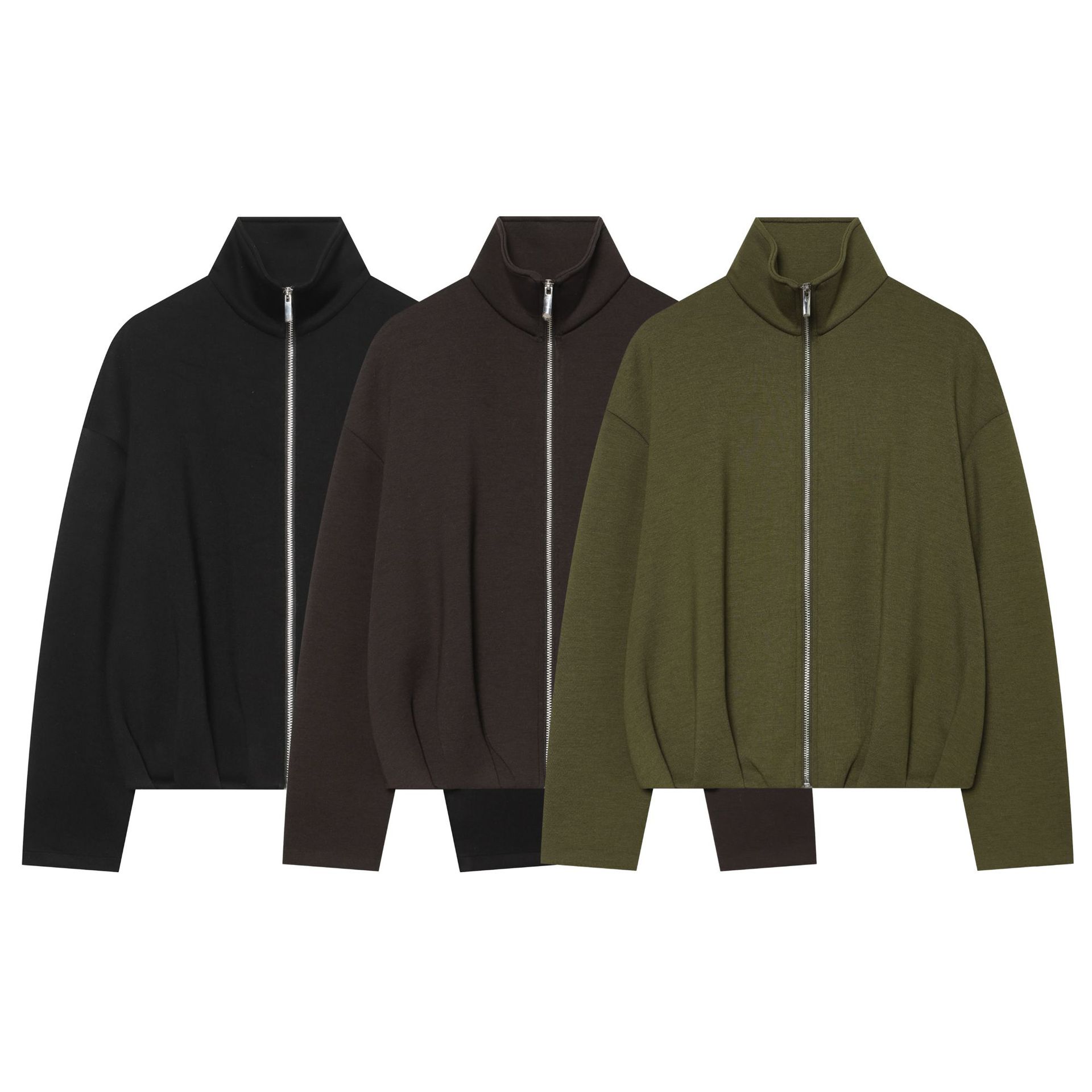 Women's Solid Color Stand Collar Bomber Jacket
