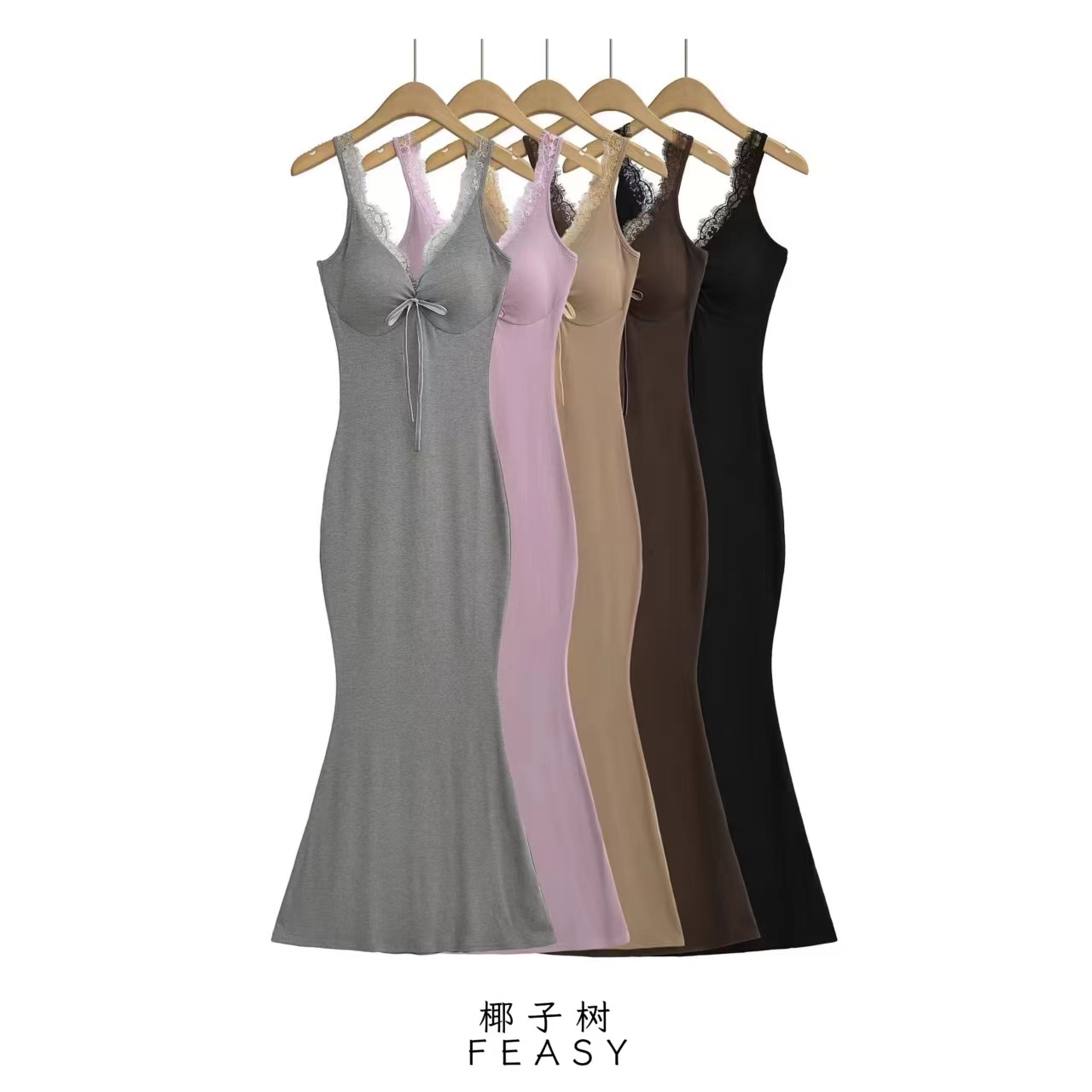 Women's Sleeveless V-Neck Bodycon Mermaid Dress with Padded Bust