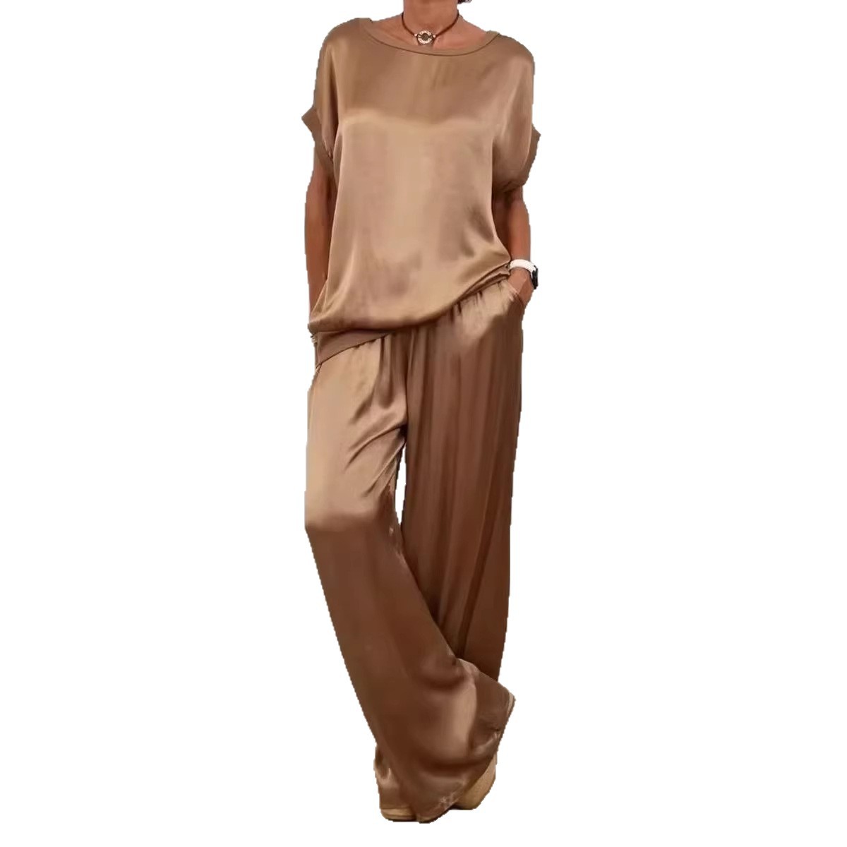 Women's Loose Wide-Leg Pants and Shirt Casual Set