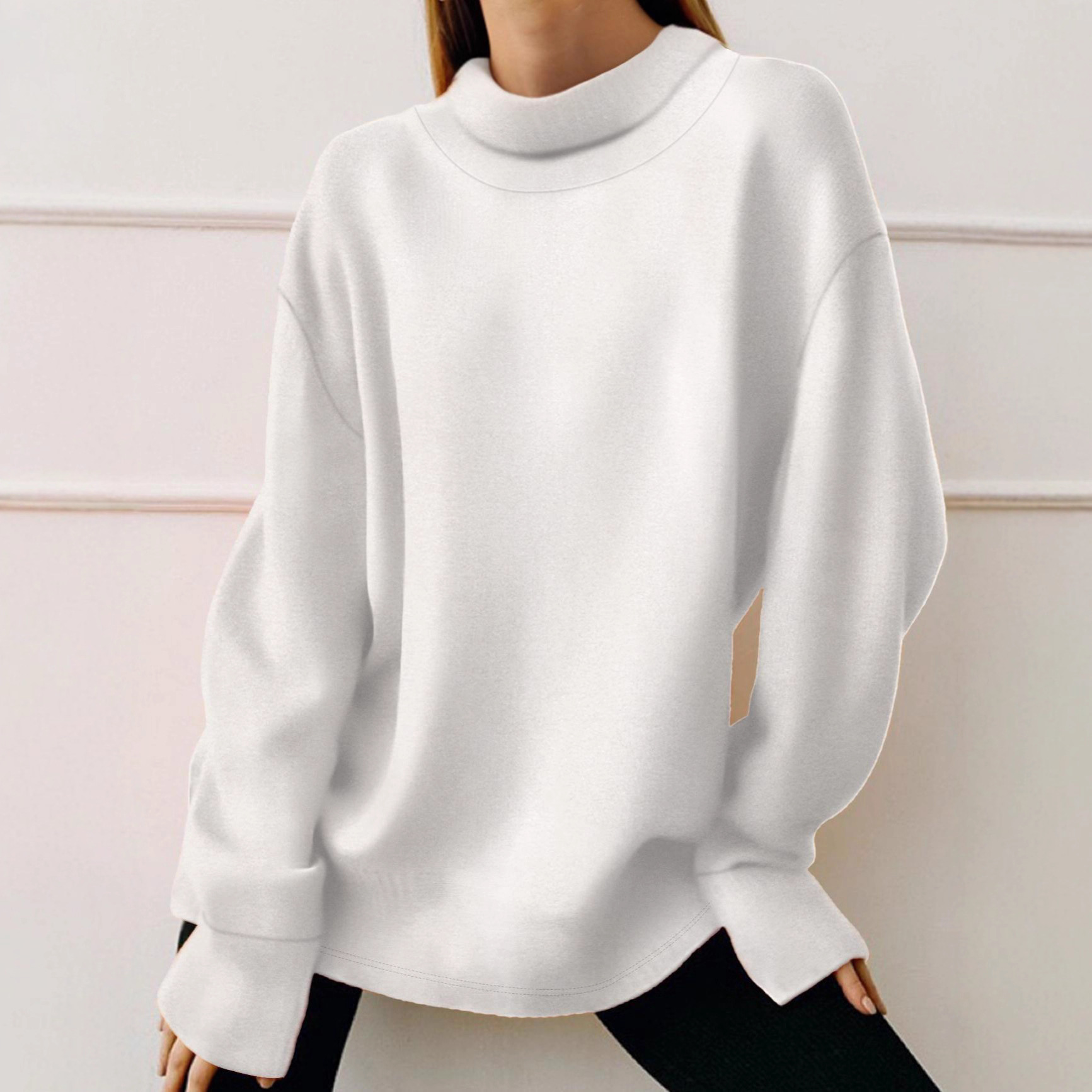 Minimalist Solid Color Long-Sleeve Pullover Hoodie