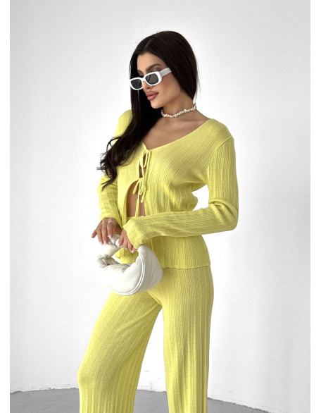 Women's Long Sleeve Tie-Front Cardigan and Pants Set