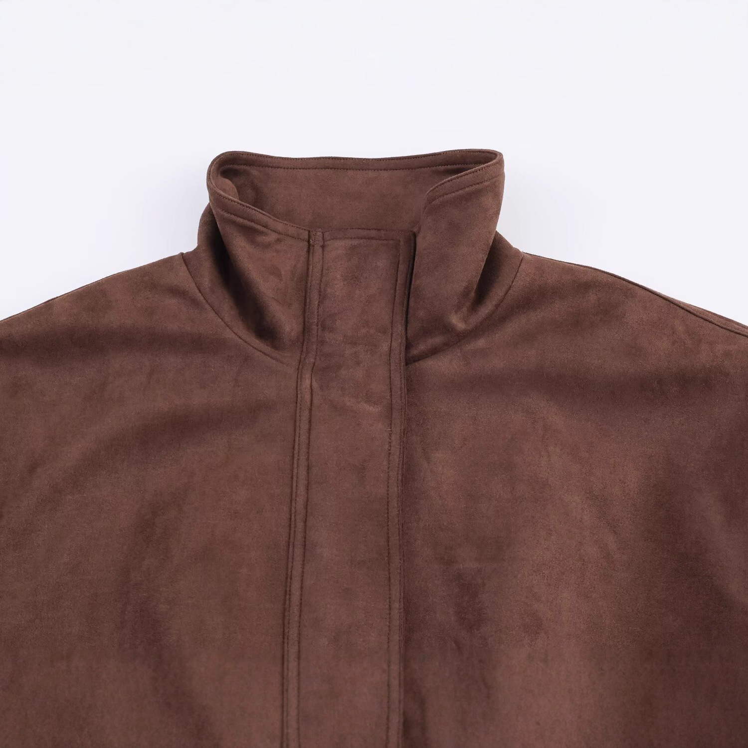 Women's Faux Suede Zip-Up Jacket with Pockets