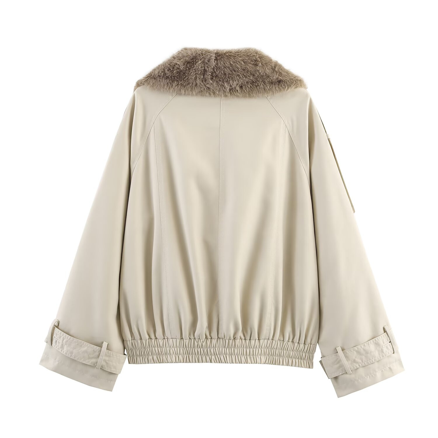 Women's Cropped Trench Jacket with Shoulder Epaulettes, Double-Breasted, Light Khaki