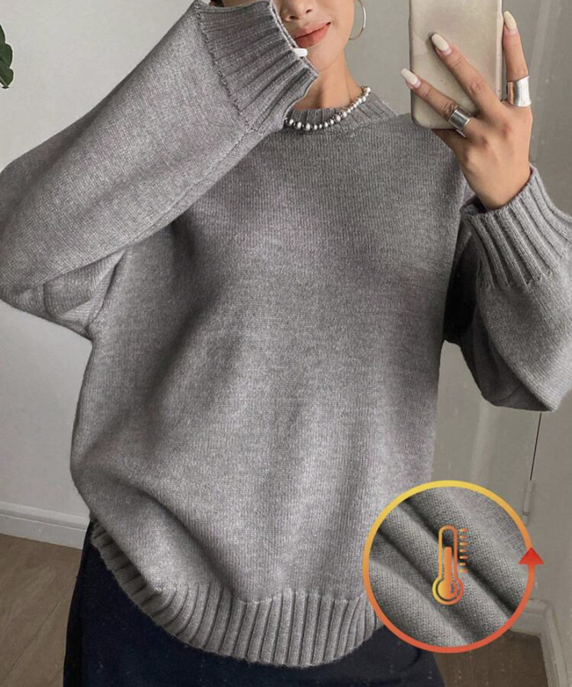 Women's Long Sleeve Crewneck Knit Sweater Solid Color Pullover