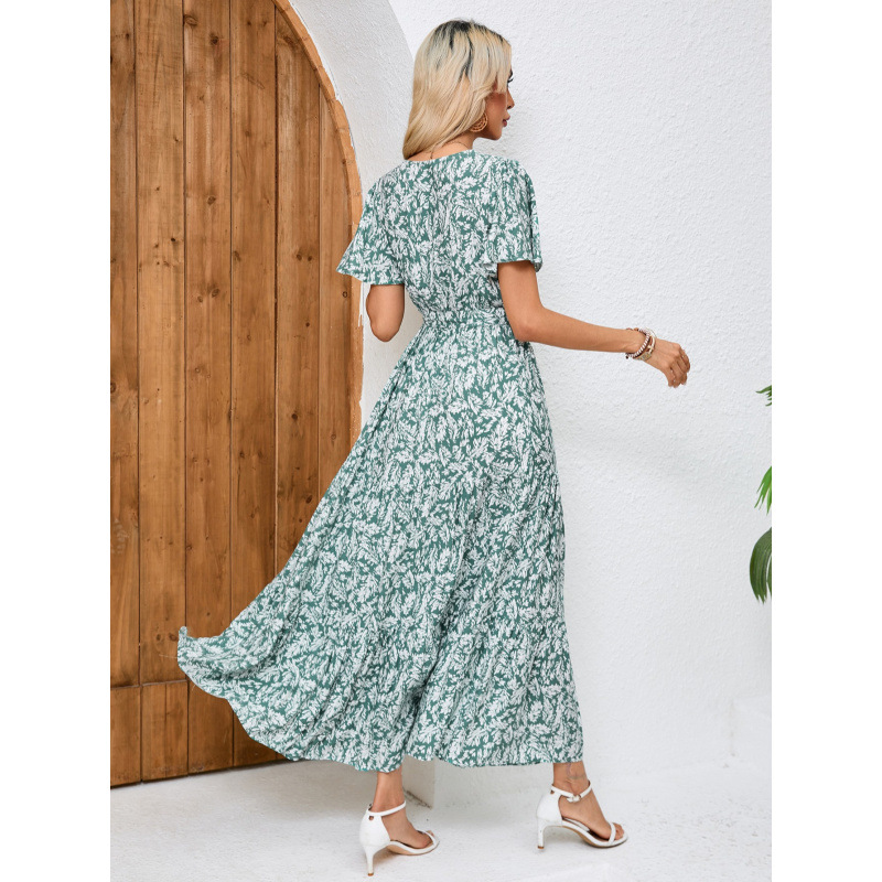Women's One-Shoulder Faux Suede Maxi Dress with Flutter Sleeves