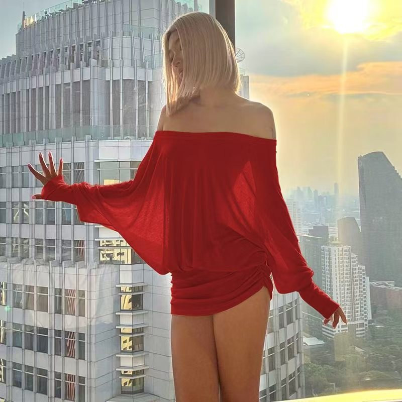 Women's Strapless Off-Shoulder Ruched Bodycon Dress