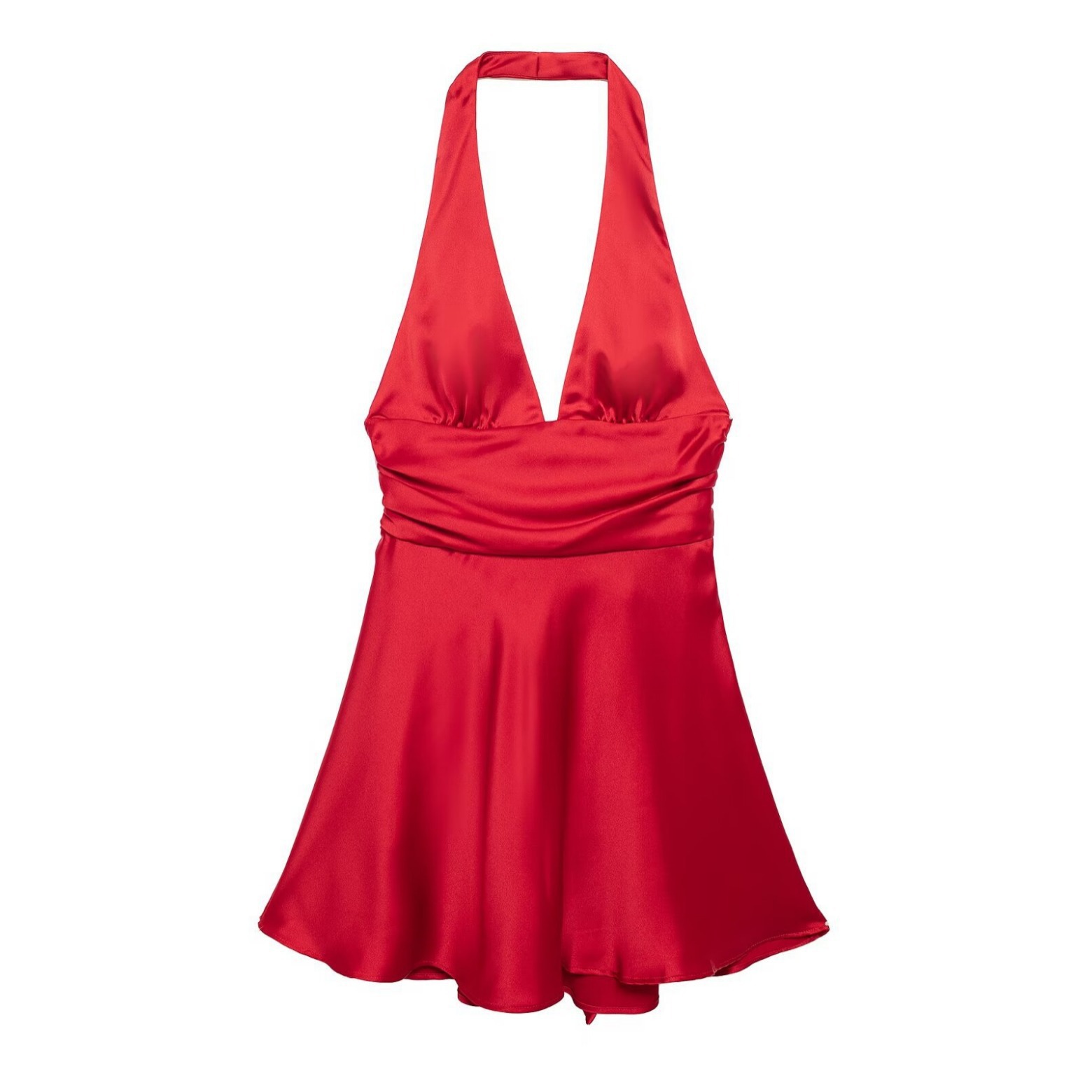 Women's Satin Halter Neck Open Back Dress