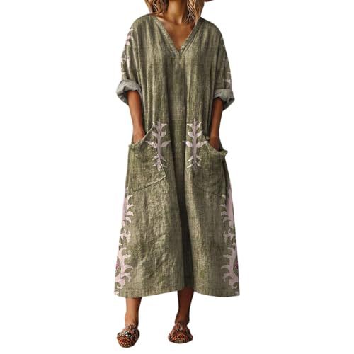 Women's V-Neck Boho A-Line Midi Dress