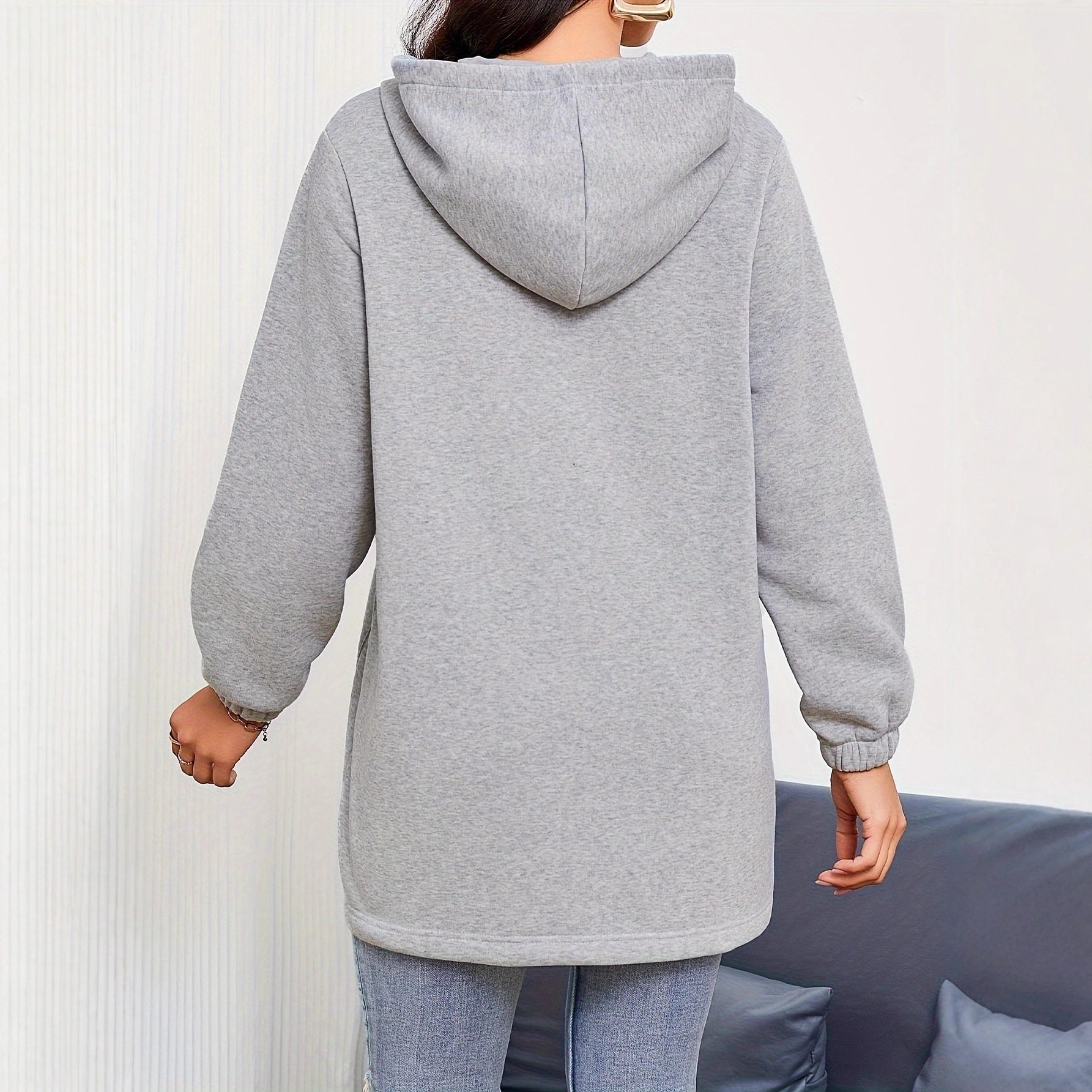 Women's Half-Zip Hooded Sweatshirt Oversized Long Sleeve