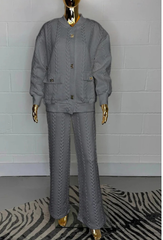 Women's Solid Color Button Pocket Two-Piece Set