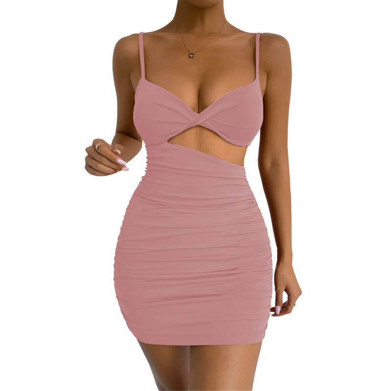 Women's Solid Color Cutout Cami Bodycon Dress
