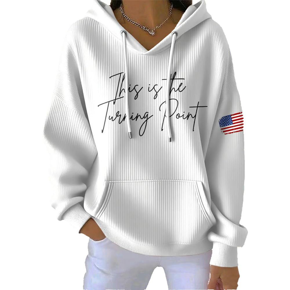 Women's Chunky Knit Letter Print Hooded Sweatshirt