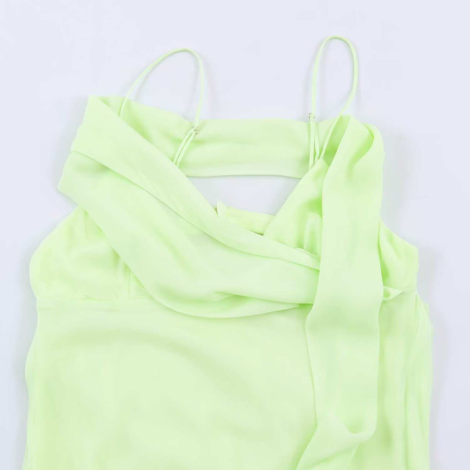 Scarf-Neck Sleeveless A-Line Midi Dress