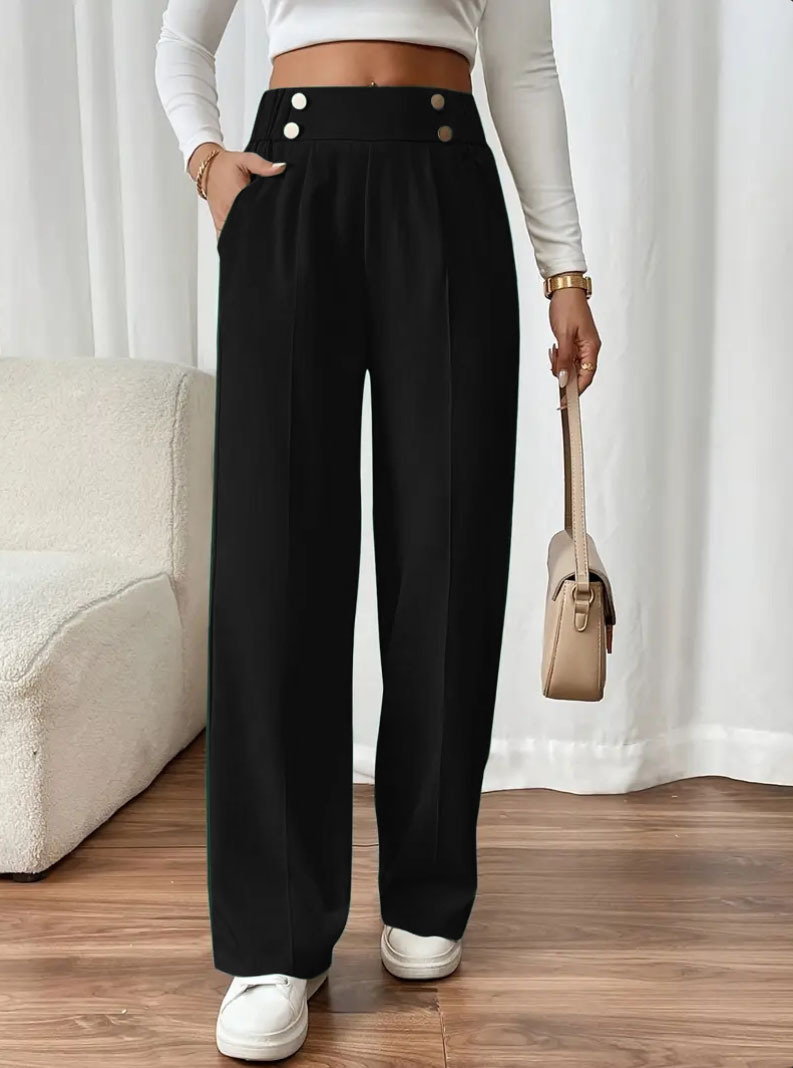 High-Waist Straight-Leg Loose Casual Pants for Women