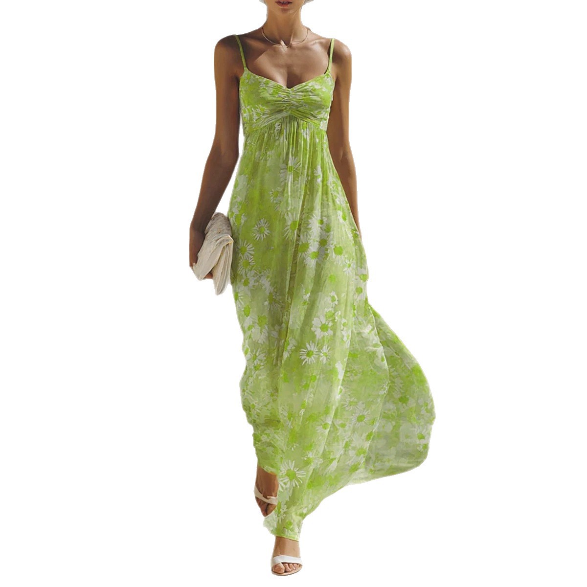 Floral Sleeveless Maxi Dress Summer Beach Vacation
