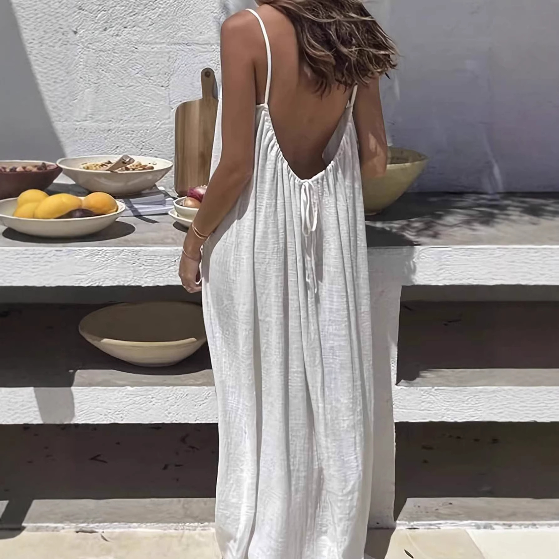 Women's Sleeveless Open-Back Loose Long Loungewear Dress