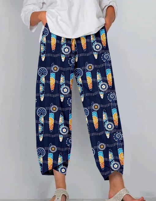 Women's Floral Print Cropped Jogger Pants Casual Multicolor