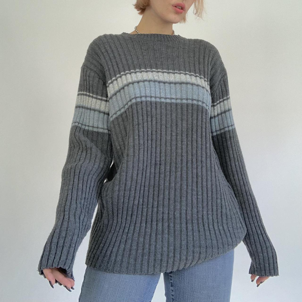 Striped Crewneck Long-Sleeve Knit Sweater