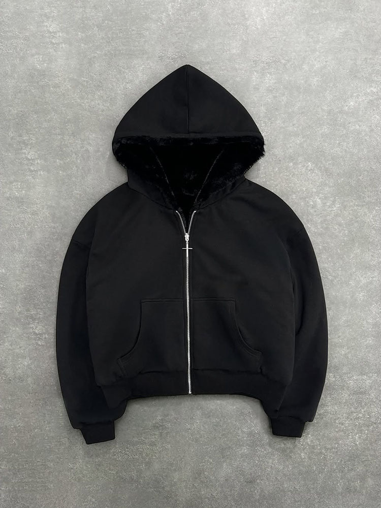 Reversible Leopard Print Zip Hoodie Oversized