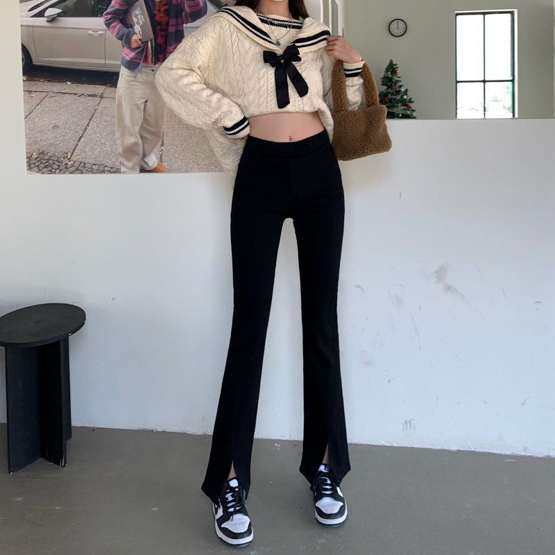 High-Waist Split-Hem Flare Pants for Women