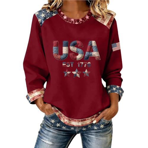 Women's USA Flag Star Print Sweatshirt