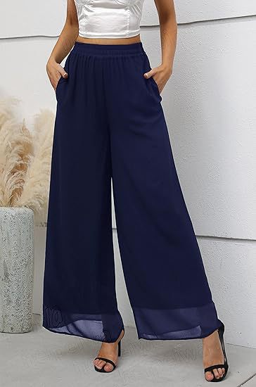 Women's Chiffon Wide-Leg Pants Loose Casual Commuter