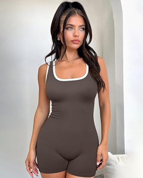 Women's Sleeveless Solid Color Bodycon Romper