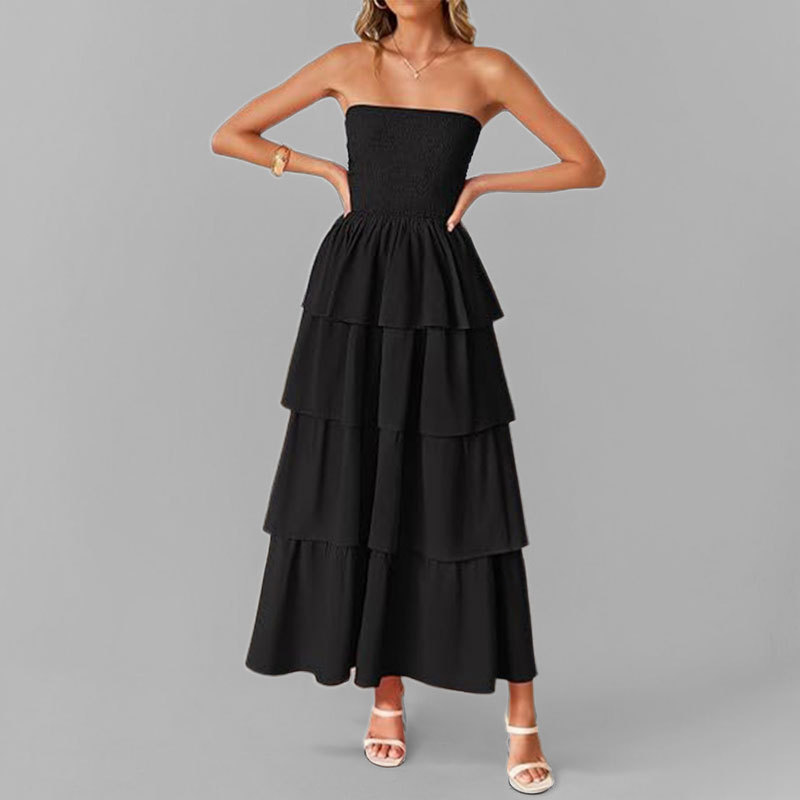 Women's Elegant Spaghetti Strap Open Back Slit Dress