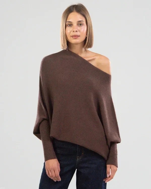 Solid Crewneck Long-Sleeve Knit Pullover Sweater with Ruched Detail