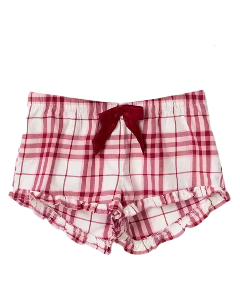 Women's Retro Plaid Bow Two-Piece Set