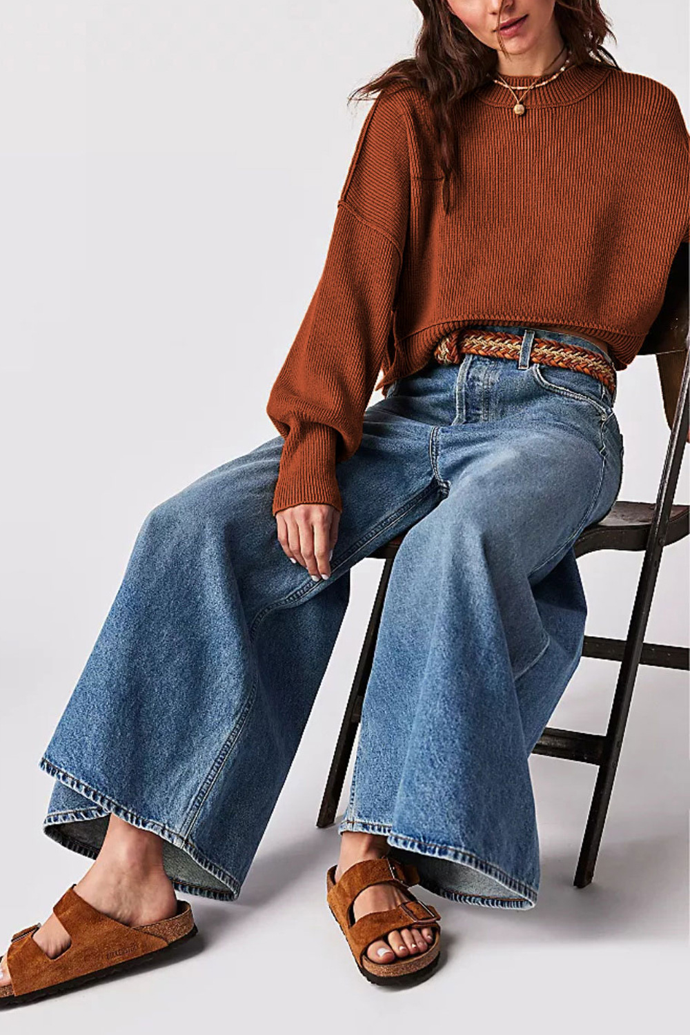 Women's Loose Crewneck Knit Pullover Sweater