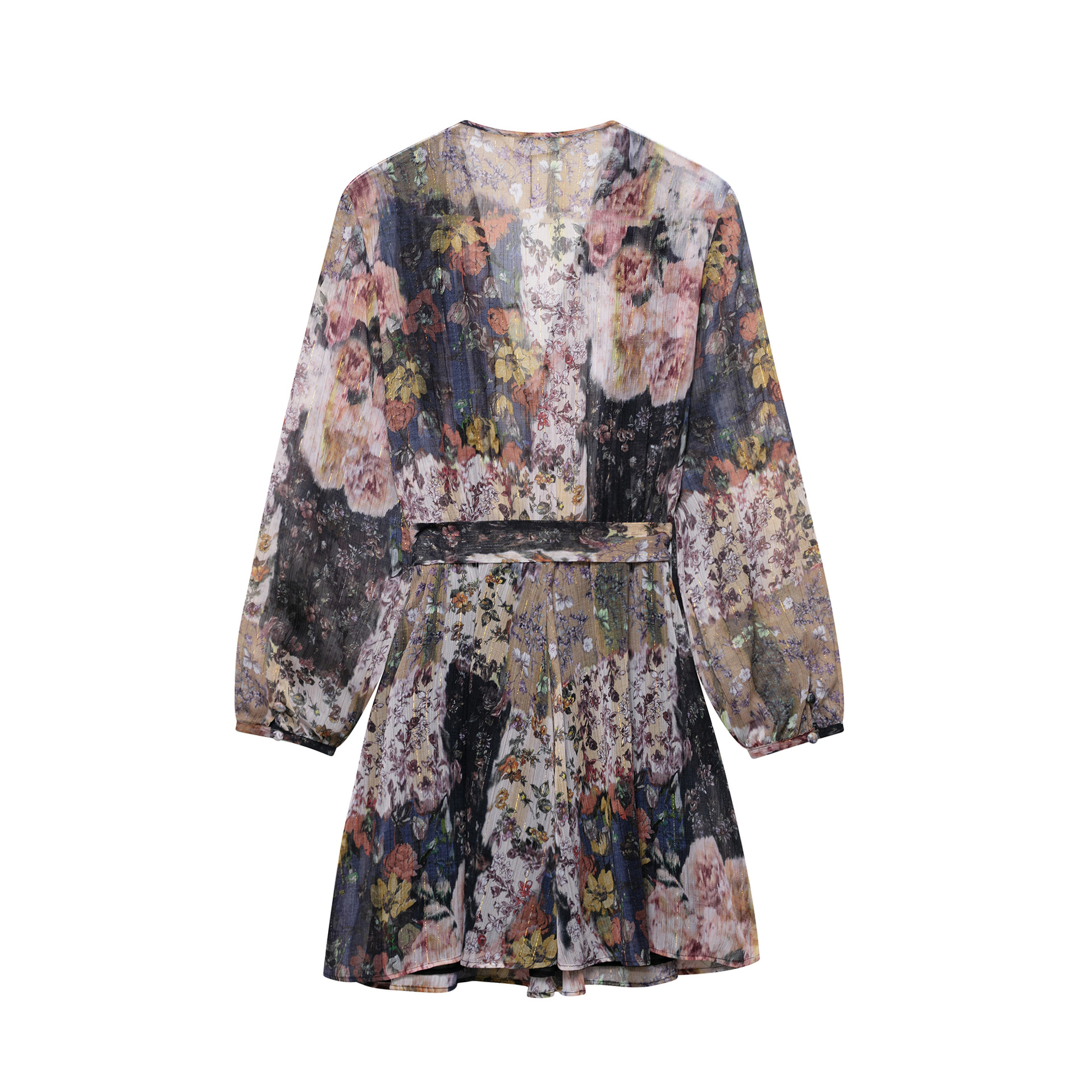 Women's Vintage Floral Print Long Sleeve Dress with Collar