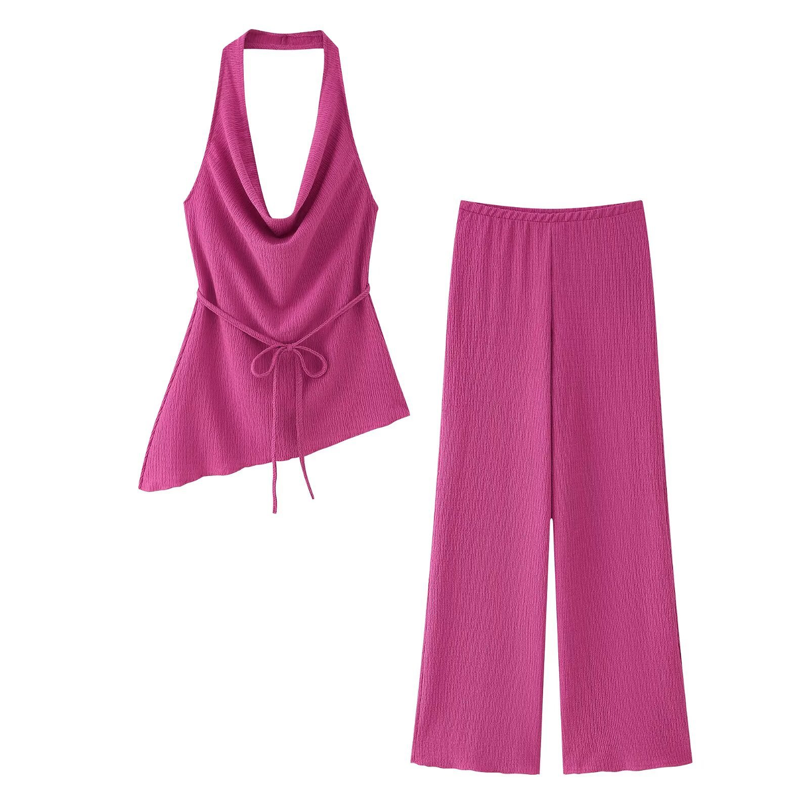 Women's Asymmetrical Halter Top and Pants Set