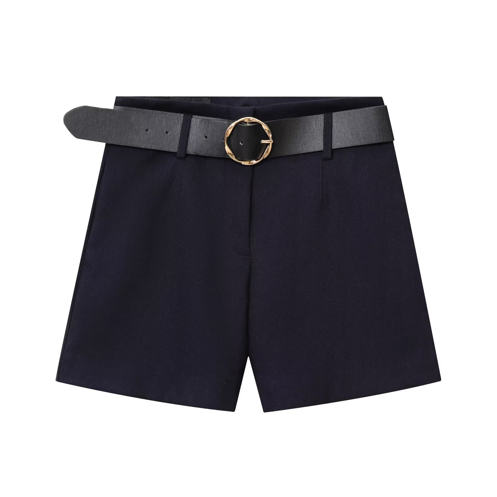 Gold Button Blazer and Shorts Two-Piece Set
