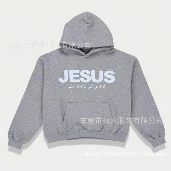 Jesus Letter Print Hooded Sweatshirt for Women Trendy Streetwear
