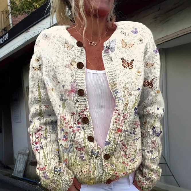 Women's Floral Print Button-Down Cardigan