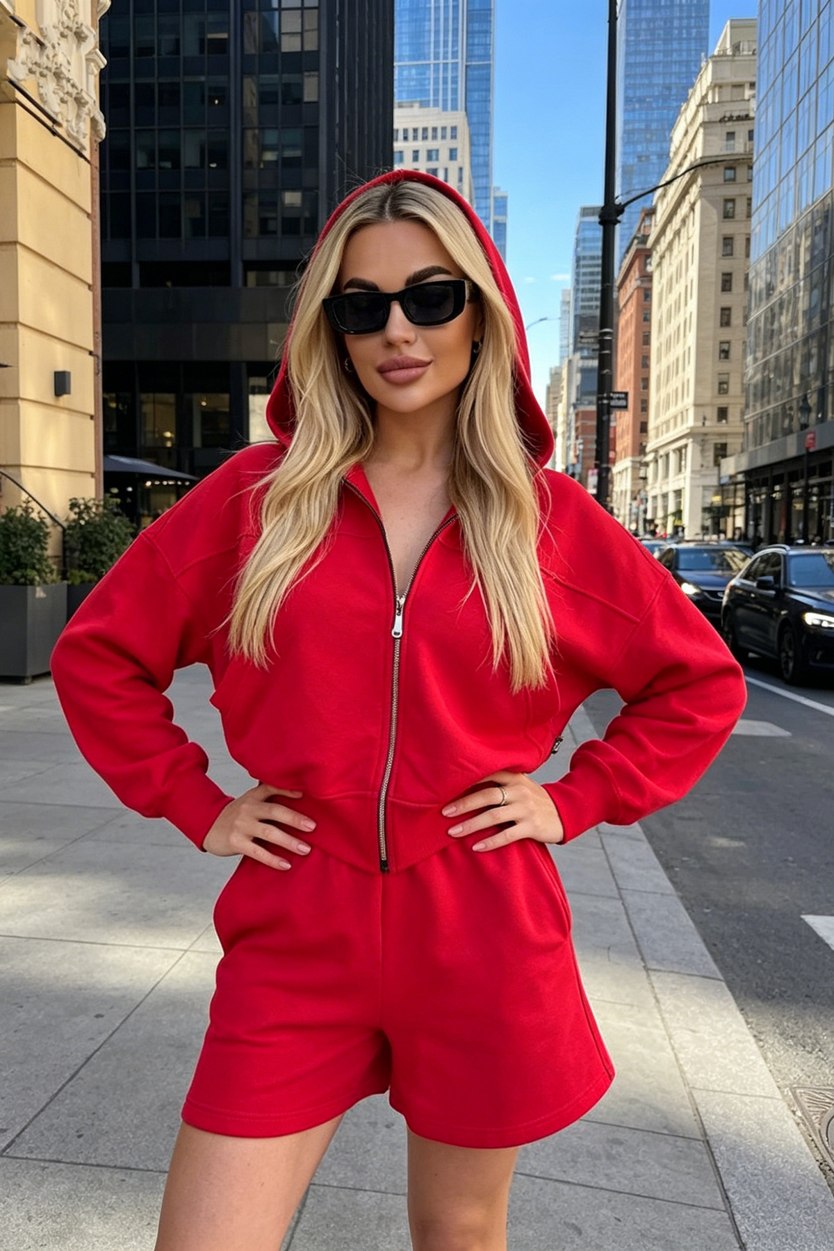 Women's Vintage Lazy Style Zip-Up Cardigan and Shorts Lounge Set