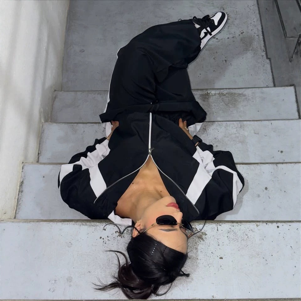 Colorblock Zip-Up Jacket & Drawstring Jogger Pants Set