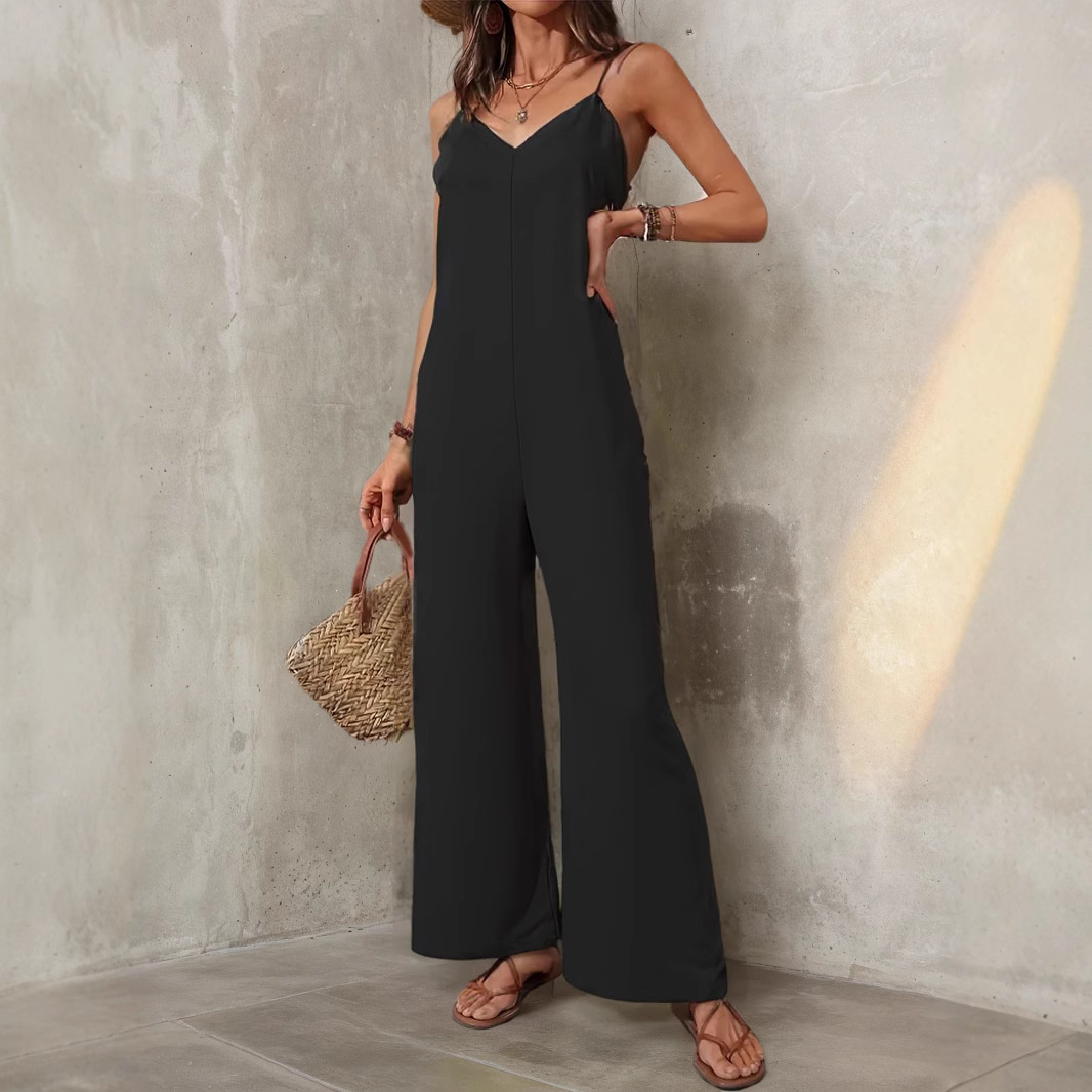 Women's Solid Sleeveless Wide-Leg Jumpsuit