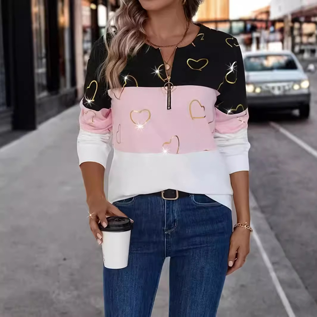 Women's Casual Half-Zip Long-Sleeve Sweatshirt